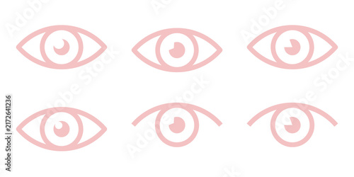 Foto Blush Pink Flat Eye Icon Set Isolated on Transparent Background PNG Vision Sight