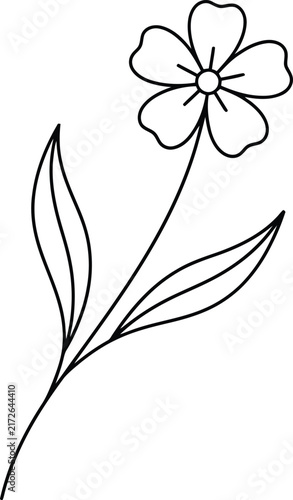 Simple hand drawn line art illustration of a small flower