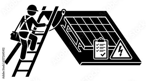 Solar Rooftop Installation Safety Checklist and Compliance Icon
