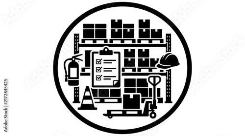 Warehouse Safety Audit and Logistics Compliance Icon