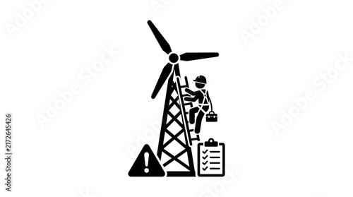 Wind Turbine Maintenance Safety and Compliance Icon
