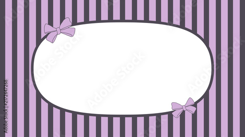Gothic pastel purple oval frame with vertical stripes and ribbon bow accents