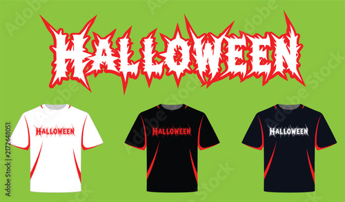 Canvas Print Halloween Horror Metal Typography T-Shirt Design Set for Streetwear