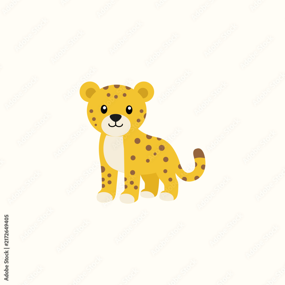 Fototapeta premium Cute Cheetah Cartoon Vector, Wild Cat Character