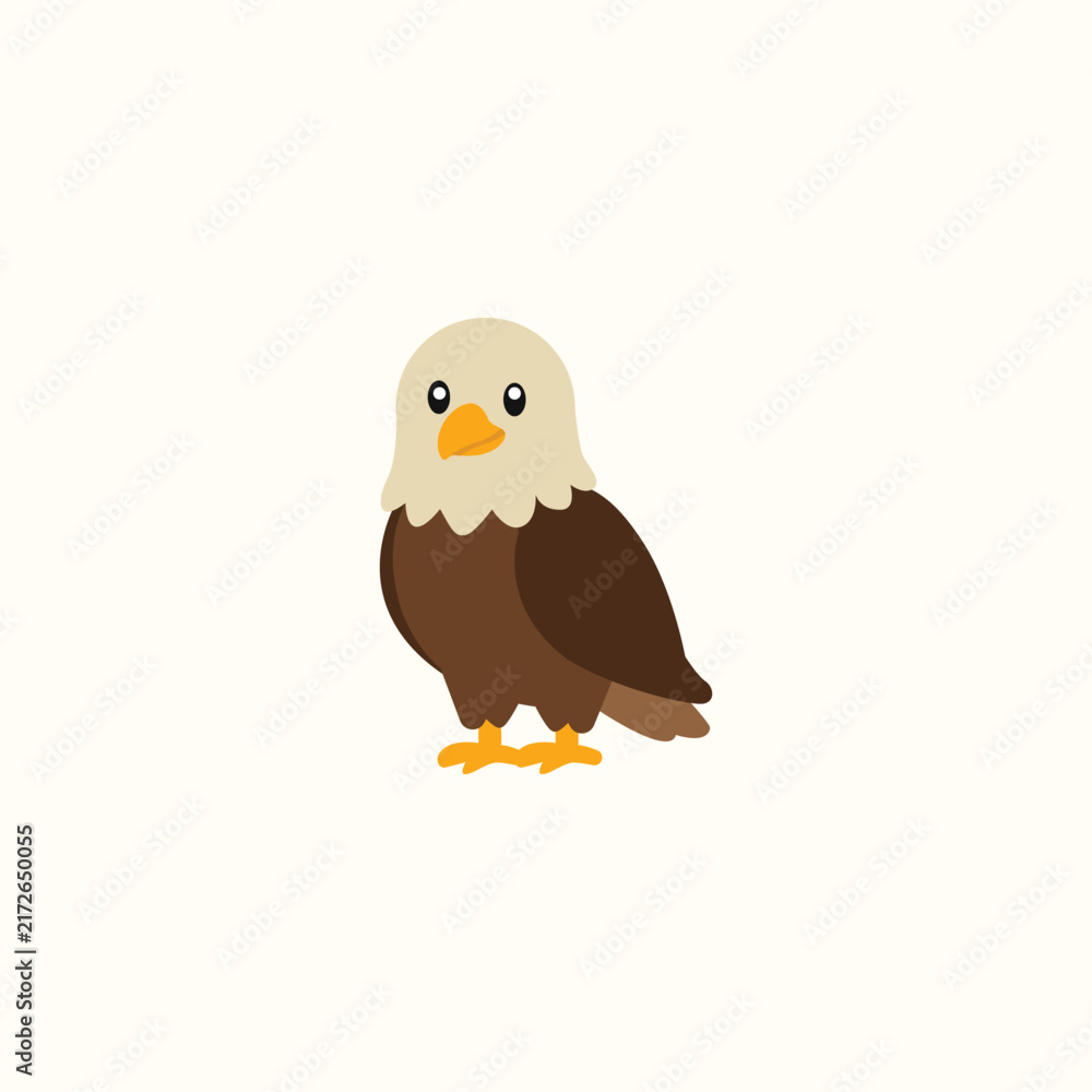 Fototapeta premium Cute Bald Eagle Cartoon Vector, Wild Bird Character