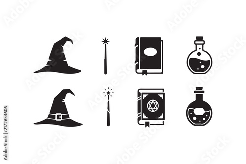 Wizard Items Fantasy Silhouette Collection Set