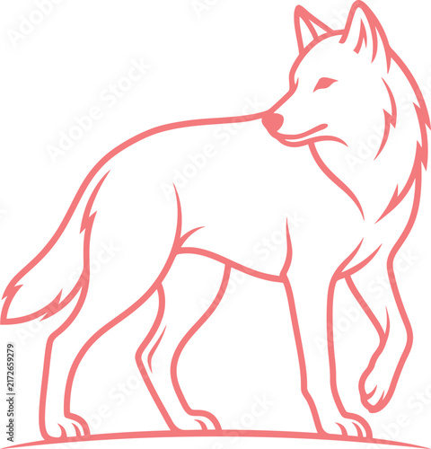 Lone wolf profile with clean outline and minimalist style on white background