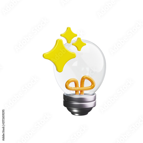 Light bulb 3d render icons