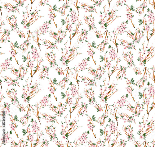 seamless floral pattern with wildfloewrs and leaves for fabric and wallpaper