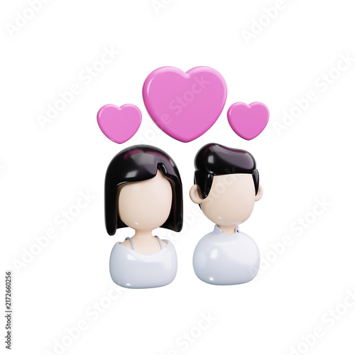 Fototapeta couple 3d render icons