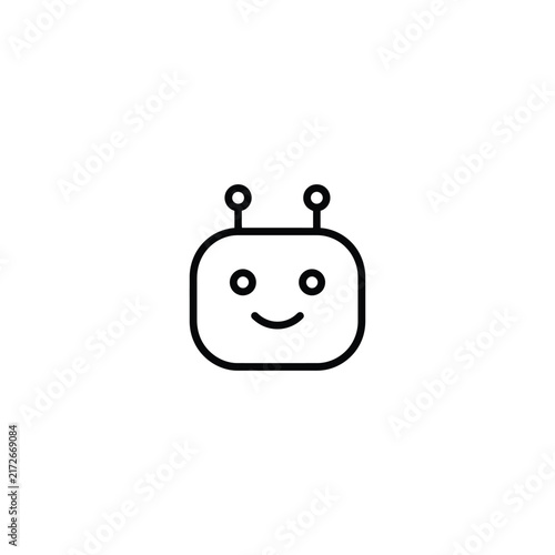 Smiling robot face with antenna icon