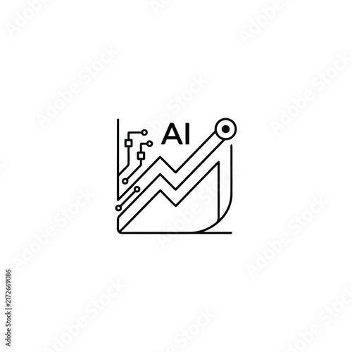 Ai icon with circuit and growth chart vector