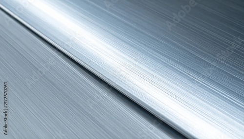Close-up of Brushed Metal Surface With Reflective Sheen, Industrial Background