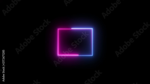 Cuadro en lienzo A glowing neon square frame divided in half with vibrant pink on the left and el