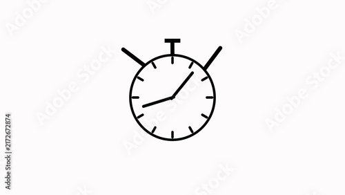 Photography Black and white line of a classic stopwatch with two hands indicating a specific