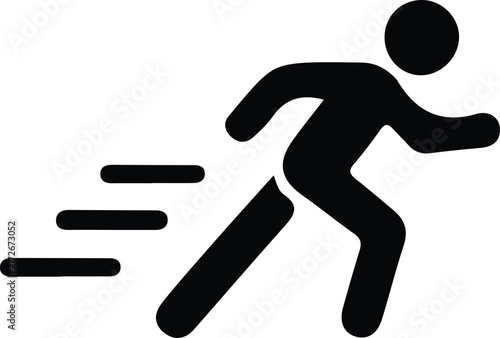 Foto Running man silhouette with speed lines icon symbolizing haste and fast movement for sports and technology