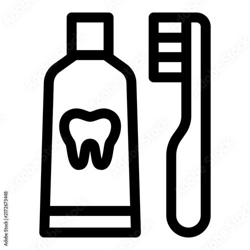 Foto Toothpaste icon. Vector line icon