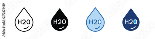 H2O  Icon Collection With Multiple Styles