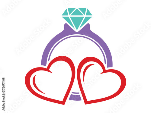 An engagement ring and heart icon. Elements for Valentine's Day. A high-quality graphic design icon. A straightforward love icon suitable for websites, web design, and mobile apps.