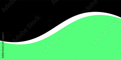 Abstract mint green and black background with smooth curved wavy line divider