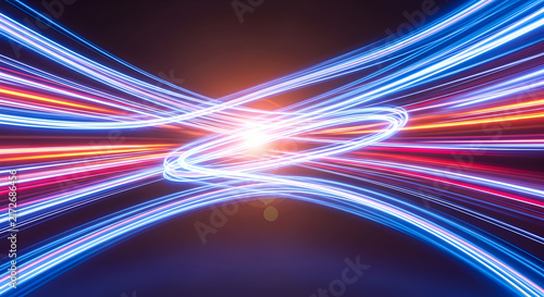 Dynamic Abstract Light Trails Creating Colorful Motion Patterns in a Vibrant Night Scene