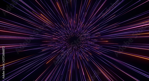 Vibrant Abstract Light Tunnel with Speeding Colorful Dots Creating a Futuristic Atmosphere in a Dynamic Motion Effect