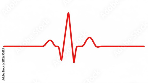 Red heartbeat line showing cardiac pulse rhythm on white background
