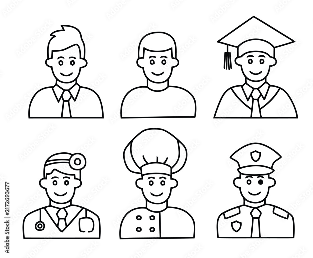 Fototapeta premium Profession Silhouette Icon Collection Minimalist Career Illustration Occupation Graphic Role Symbol Modern Work Branding and Diverse Job Design Concept 