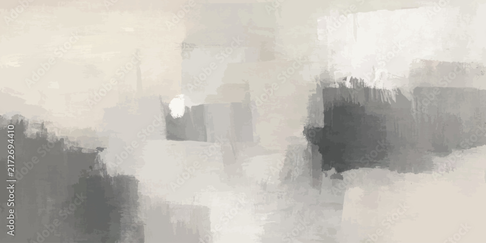 Fototapeta premium Abstract minimalist grey and white painted brush stroke background texture with white painting minimalist art modern design canvas backdrop textured wall monochrome art creative surface