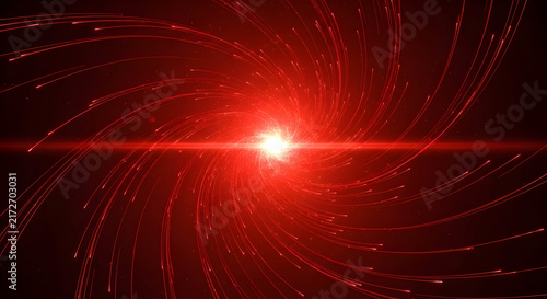 Dynamic Red Swirling Light Effect Creating an Abstract Cosmic Illusion with Radiant Energy and Hypnotic Patterns in a Dark Background