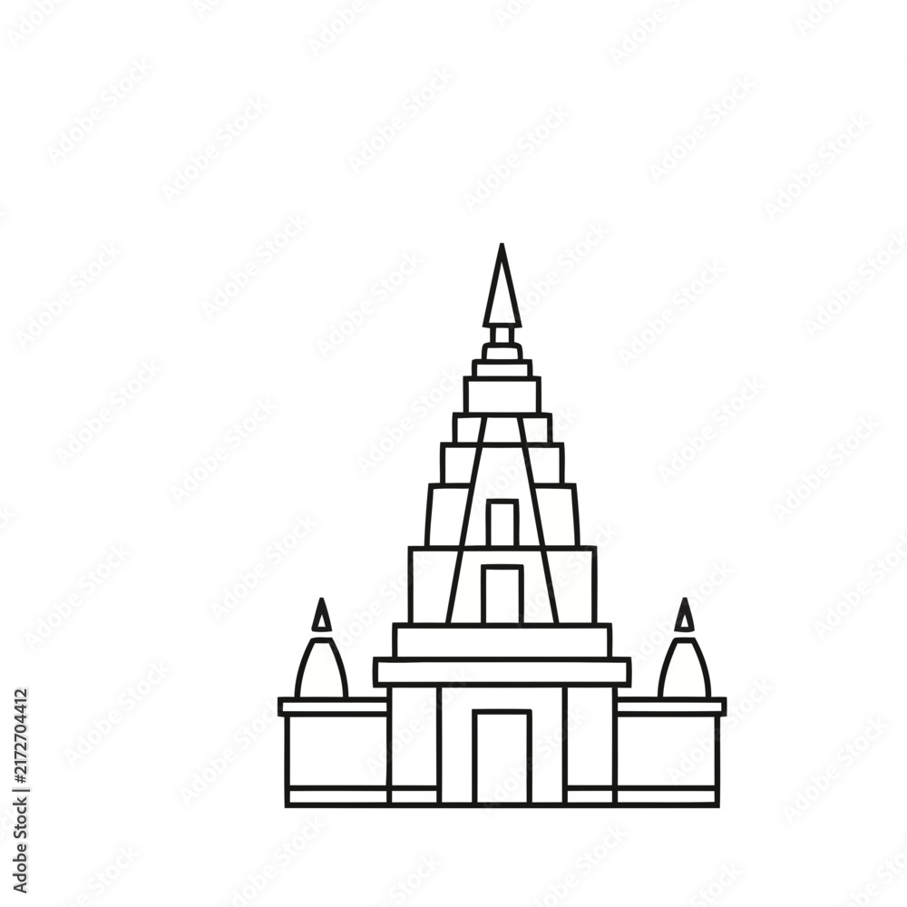 Obraz premium Outline of a tiered temple building