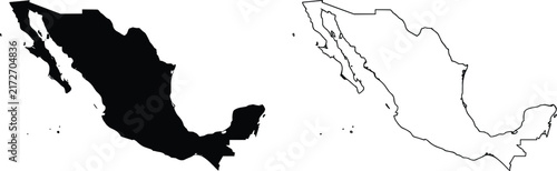 California Map Black Silhouette and Outline with Detailed State Boundary Illustration