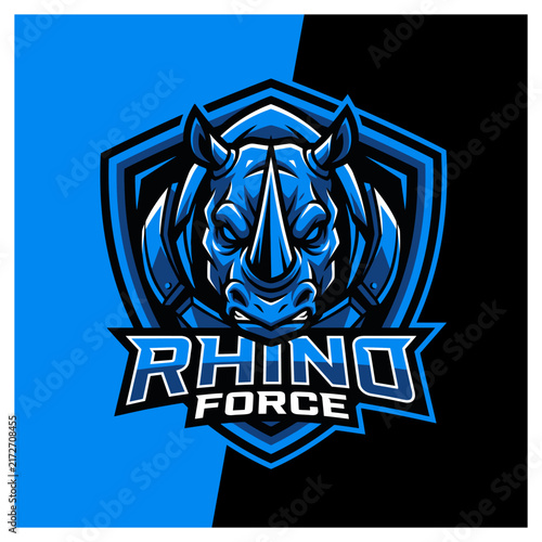 Rhino force gaming esport logo illustration
