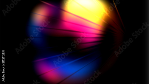 Colorful Sunburst Light Rays from Bright Glow on Black Background