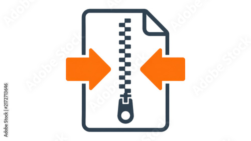 Plakat Zip File Compression Icon with Document and Arrows