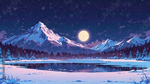 Moonlit Mountain Landscape 4K Desktop Wallpaper
