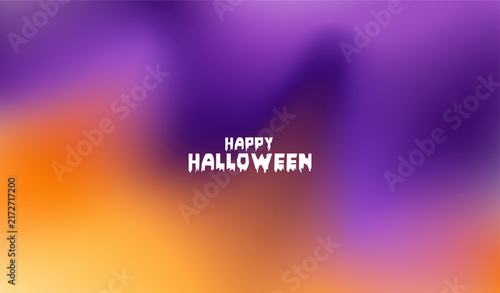 Happy Halloween vector banner template with modern abstract blurred gradient background in purple and orange colors for party invitation, greeting card design, and seasonal holiday celebration.