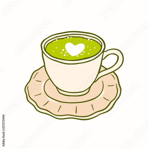 Cute Matcha Latte with Heart Art