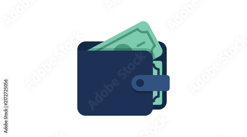 Wallet with Cash Isolated on Transparent Background