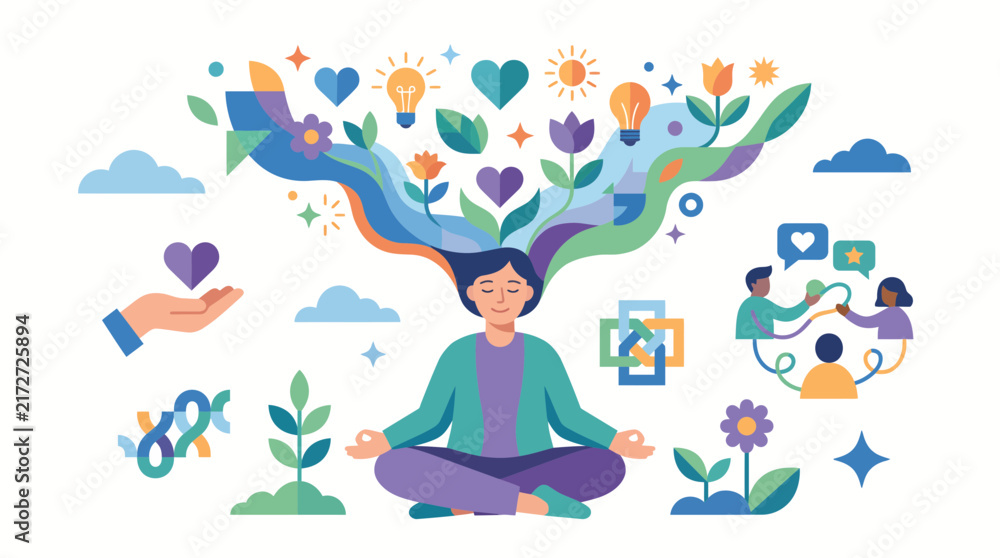 Fototapeta premium Mindfulness and Creative Thinking Vector Illustration