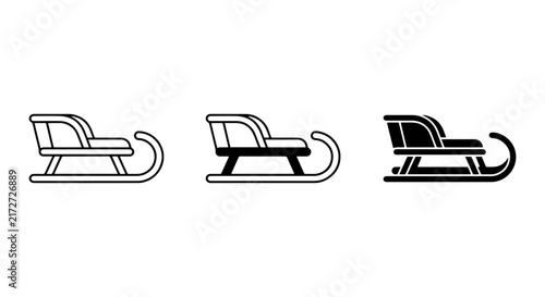 Фотография Winter Sleigh Icons, Christmas Transport Vector Graphics, Snow Toboggan Set