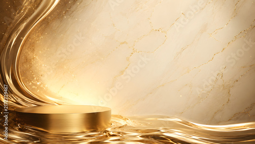 Luxury Anti Aging Serum Advertising Background with Liquid Gold