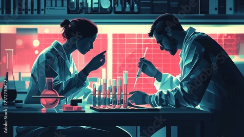 Scientists researching in laboratory