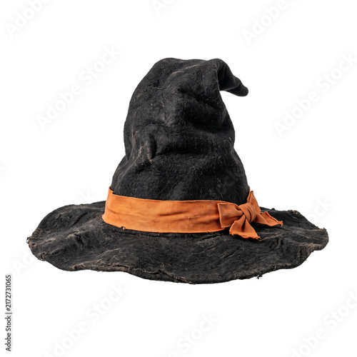 Картината върху платно Black Witch Hat with Orange Ribbon and Bow.