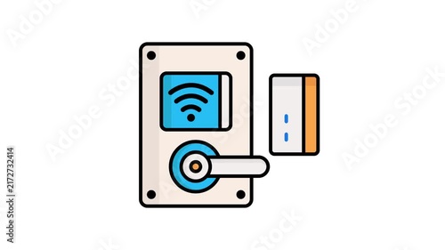 Key card icon animation. icon animation related to hotel. suitable for user interface, provide visual feedback and more. alpha channel. transparent background