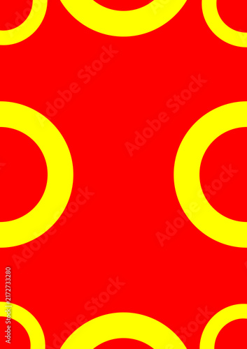 Abstract geometric pattern with yellow circles on red background