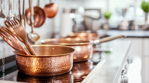 Copper cookware kitchen