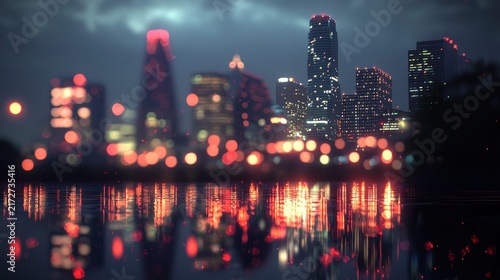 City night lights reflection