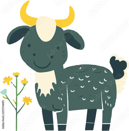 Cute Cartoon Elephants with Flowers, Big Elephant and Baby Elephant Wildlife Vector Illustration for Safari, Zoo, Nature, and Fun Animal Design