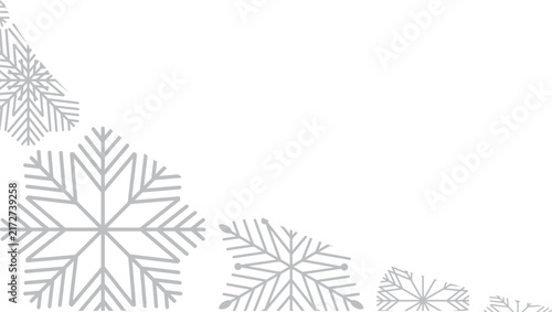 Elegant Christmas background with silver snowflakes, festive winter holiday  Corner Border